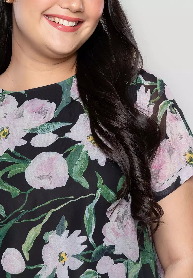 Milly Plus Size Laurence Blouse in Floral  Print