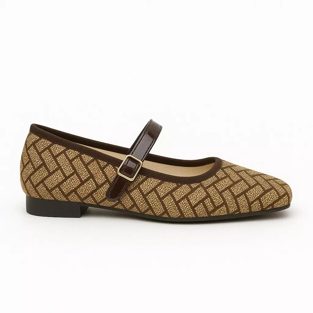 Chrissan Sepatu sandal Wanita Flat  ballerina Mary jane - Brown