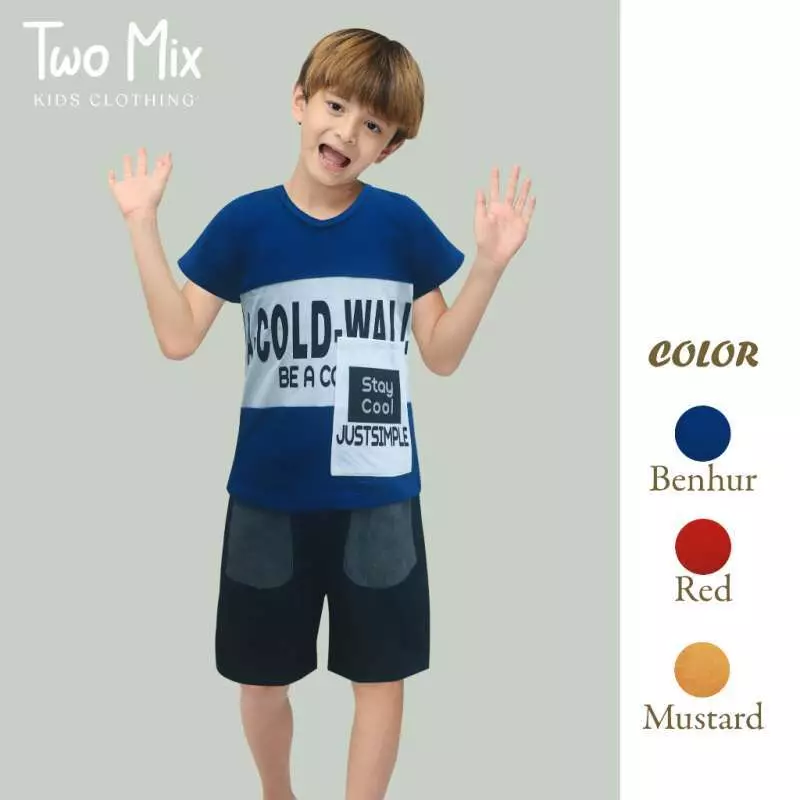 Two Mix Setelan Anak Laki Laki - Baju Anak Cowok Katun 1-8 Tahun 4330B - Warna Benhur