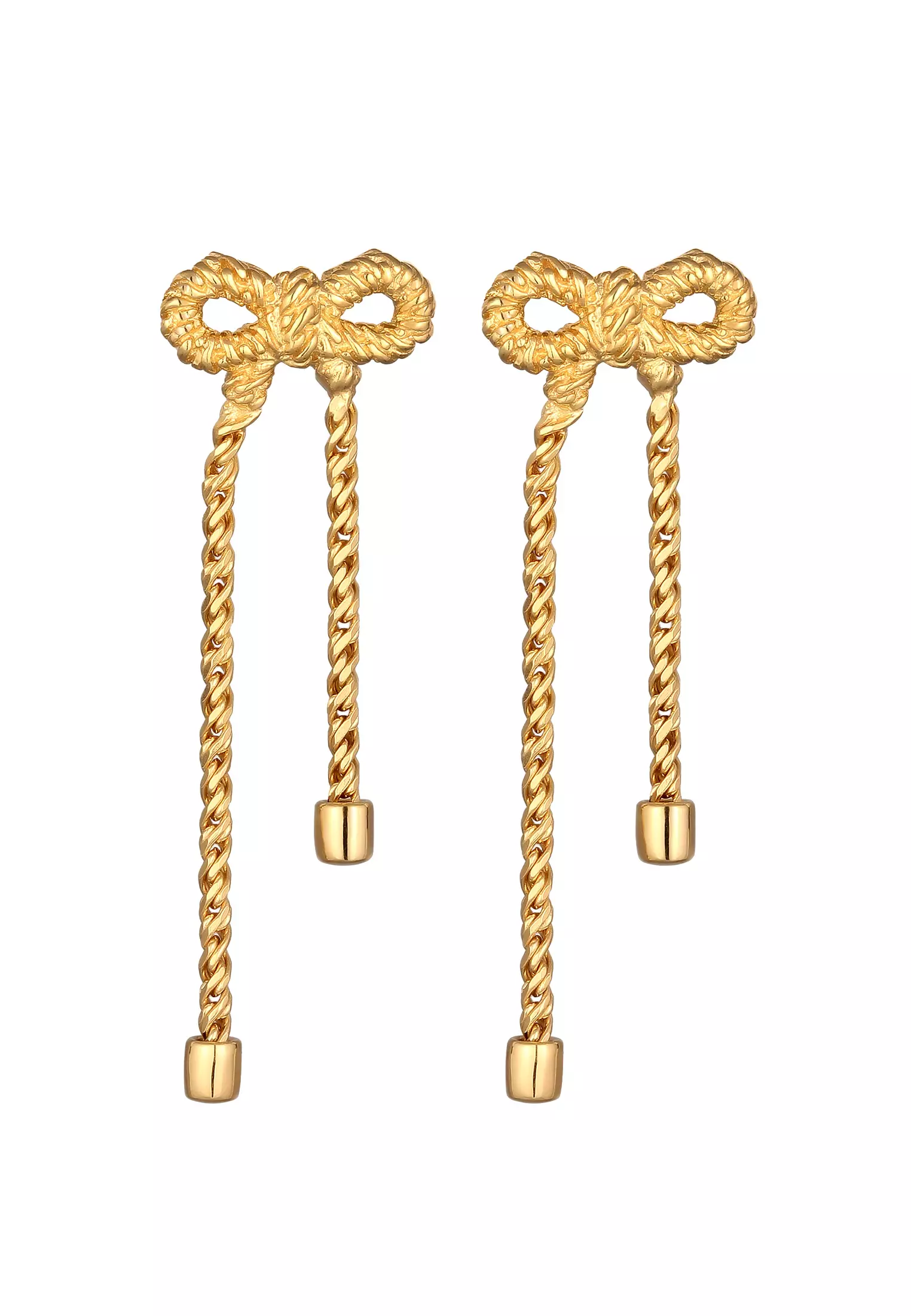 Earrings Stud Bow Chain Look In Gold Plated