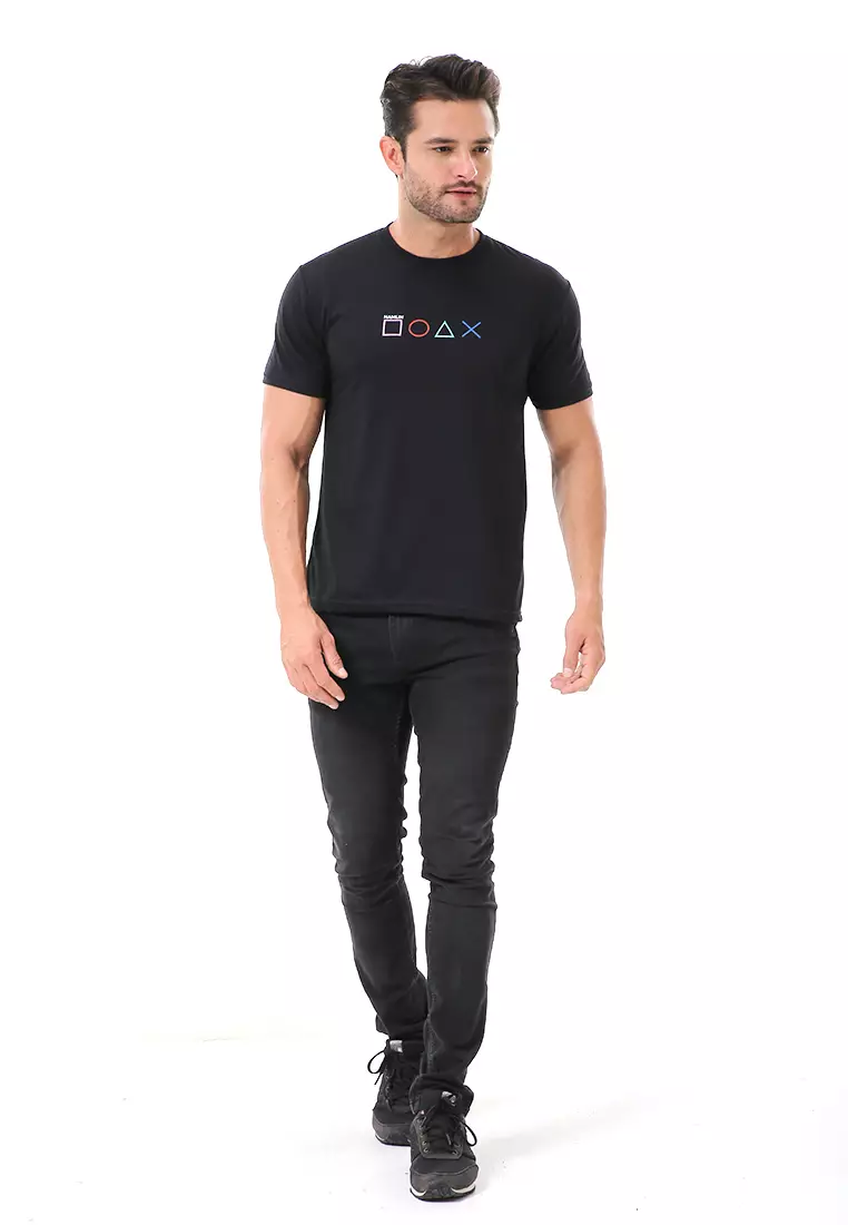 Aisley Kaos Pria Lengan Pendek Motif Game Ready Tshirt Kasual Material Cotton ORIGINAL - Black
