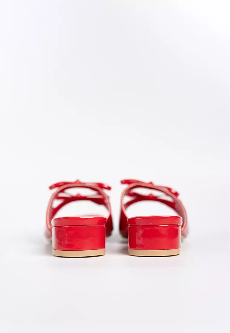 Valeria Glossy Ribbon Mules