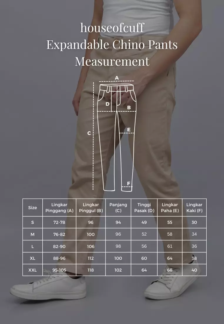 Houseofcuff Celana Panjang Chino Abu Abu Slim Fit Stretch Expandable