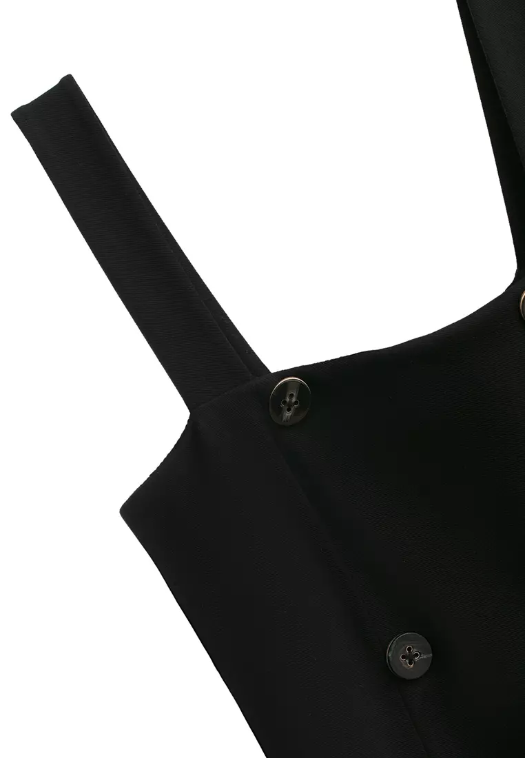 Front Panel Sleeveless Jumpsuit