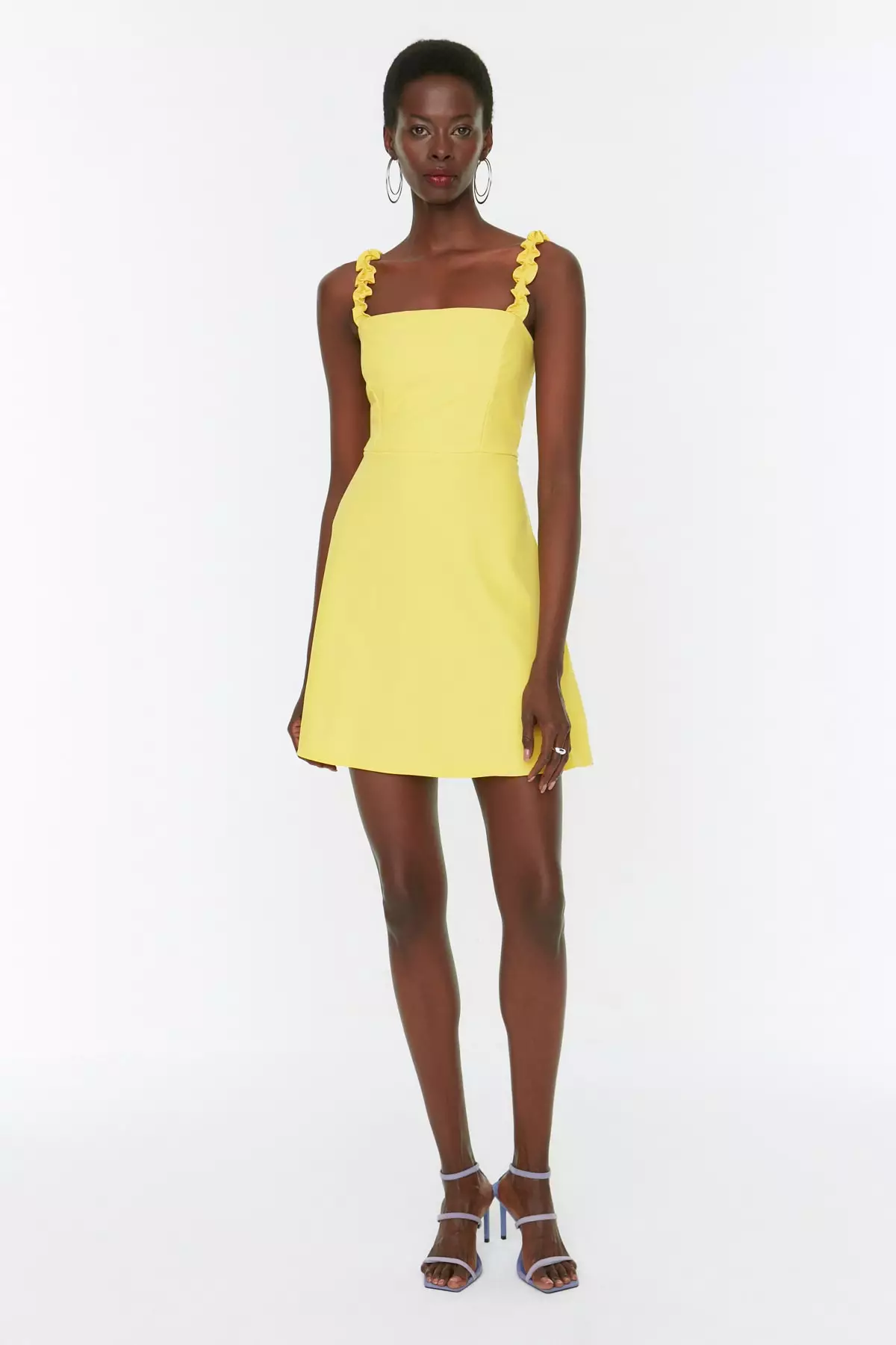 Woven Square Collar Strap Dress