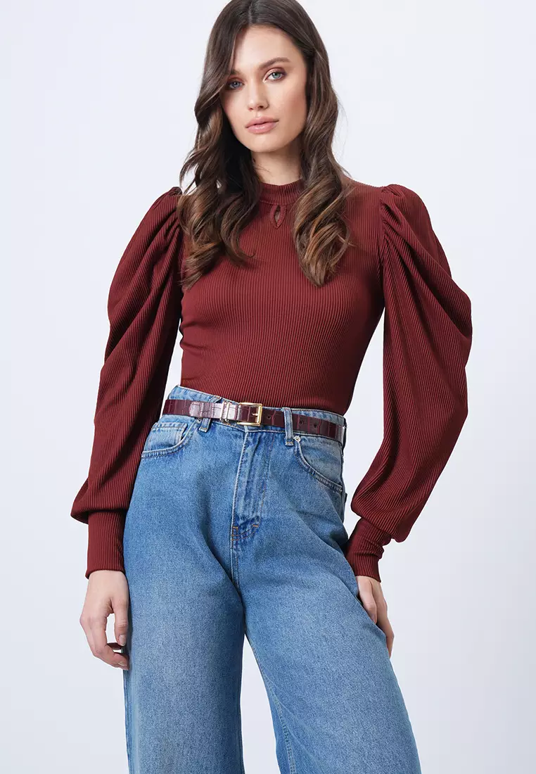 Long Puff Sleeves Top
