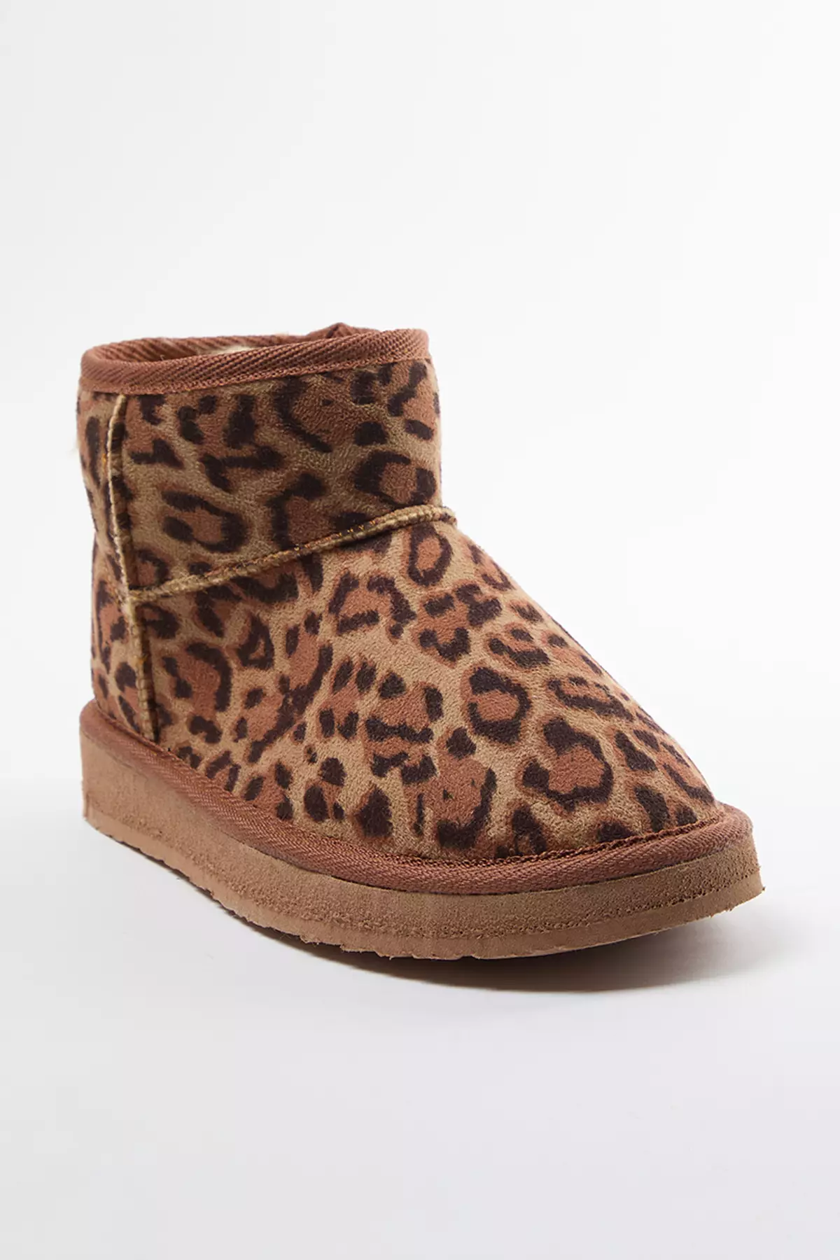 Leopard Print Fur Flatform Heeled Round Toe Women's Boots - Takaw25Bo00029