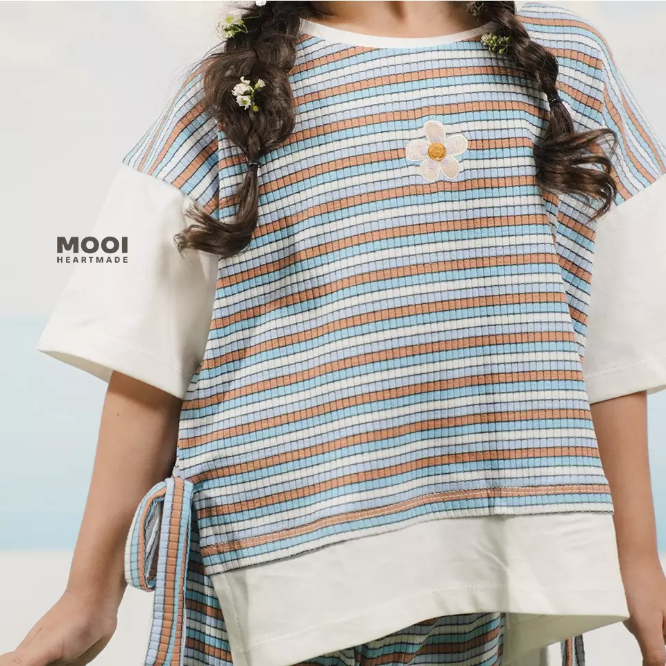 Mooi Atasan Anak Perempuan Chisa Striped Tee - Yellow