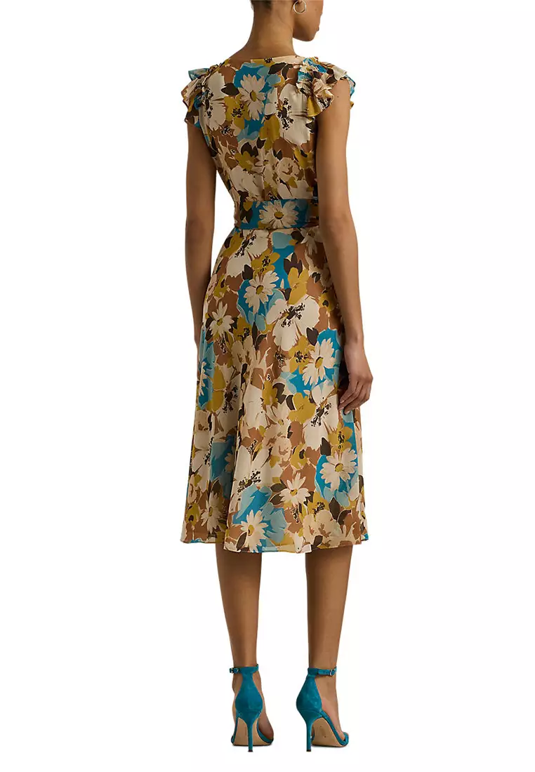 Lauren Ralph Lauren Floral Belted Crinkle Georgette Dress
