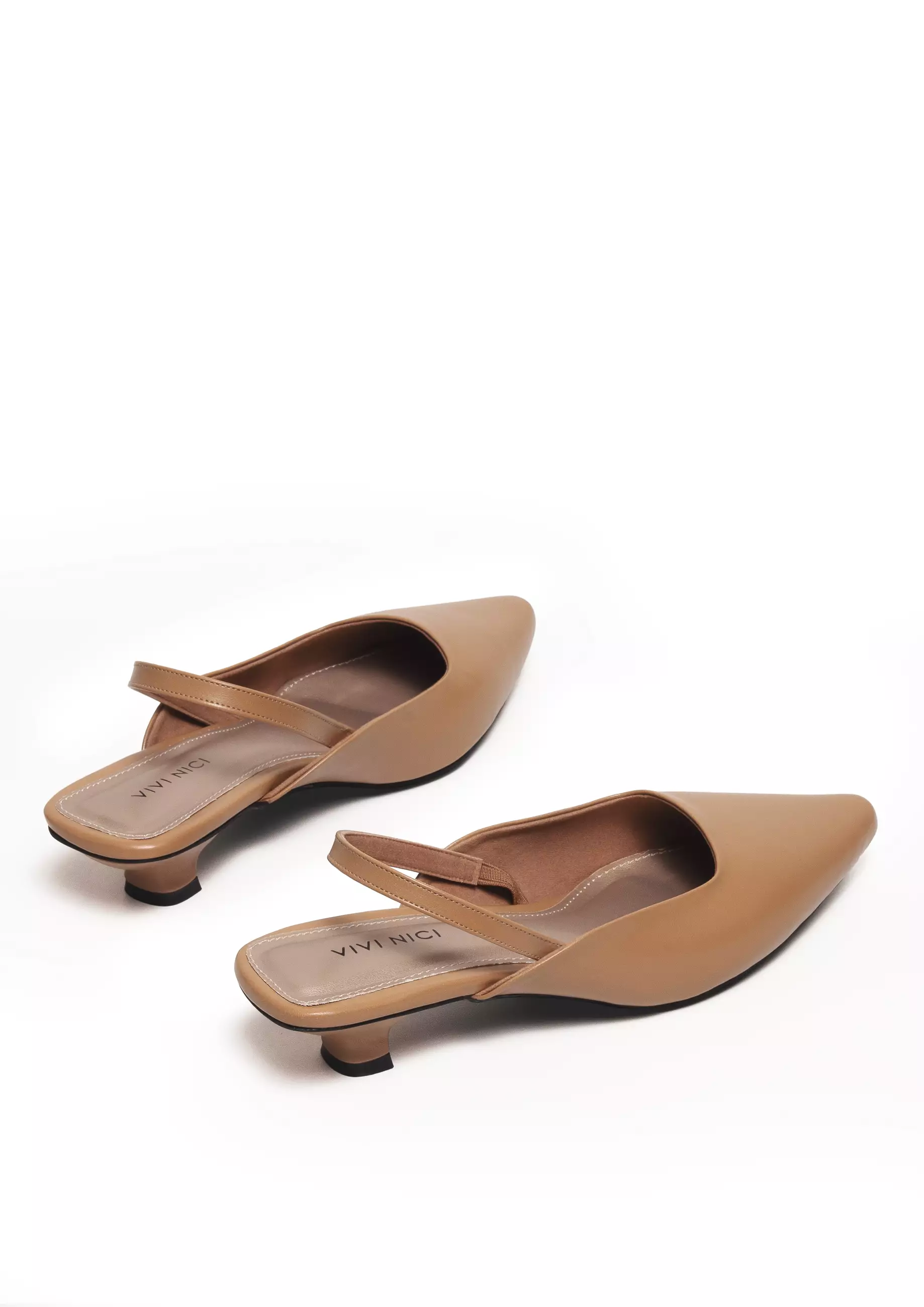 VIVI NICI - Sara Sepatu Sandal Mules Wanita Hak 3 Cm Milk Coffee