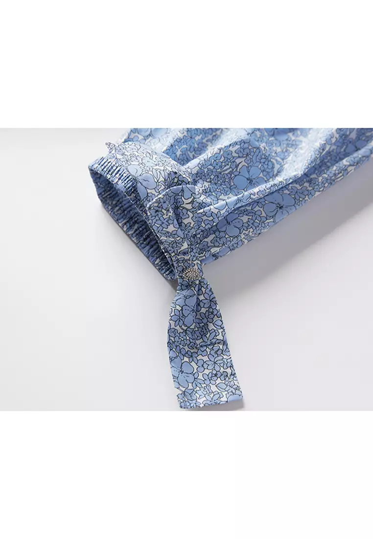 Summer Puff Knot Sleeve Chiffon Dress