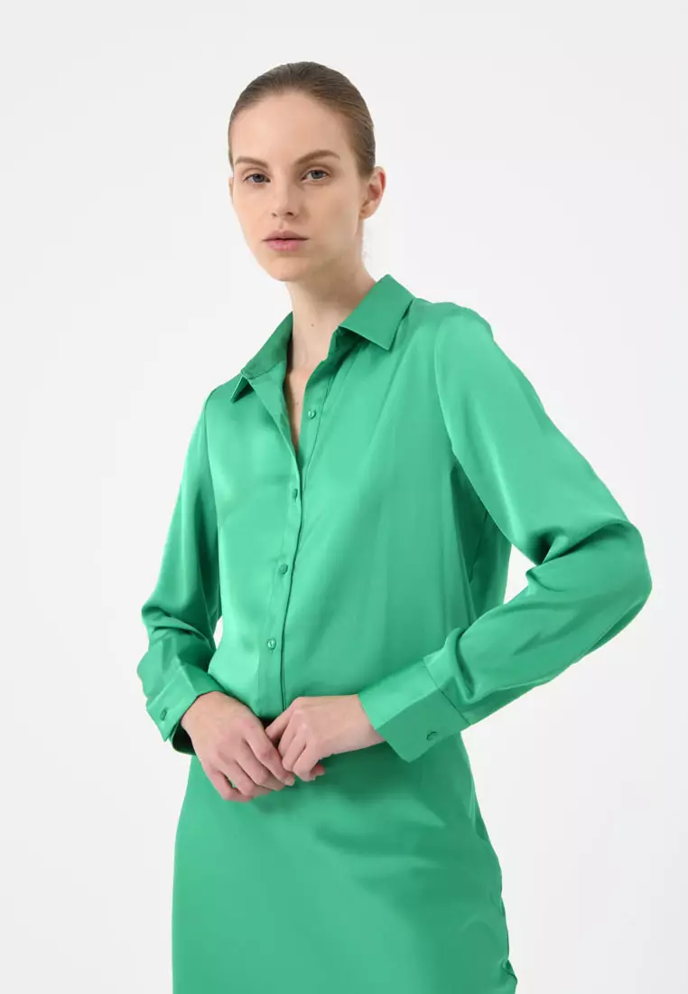 FORCAST Coco Loose Fit Satin Blouse