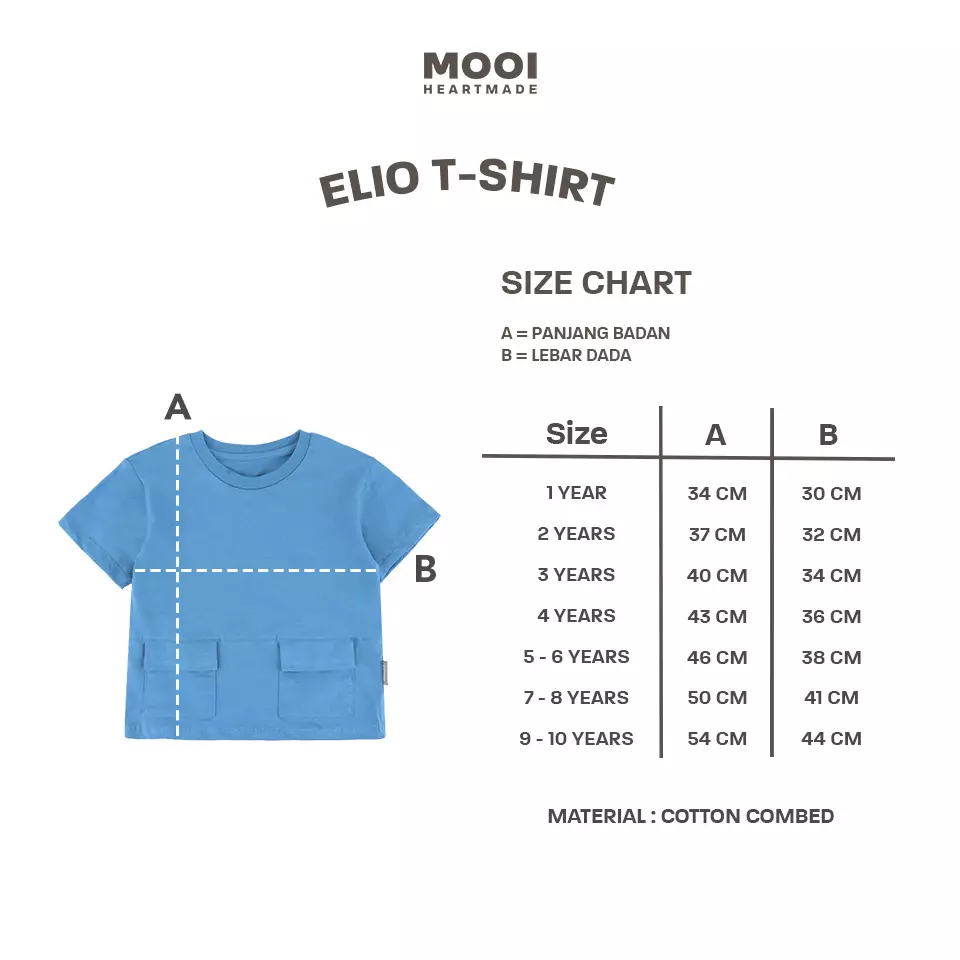 Mooi Kaos Anak Laki - Laki Elio T-Shirt - Classic Blue