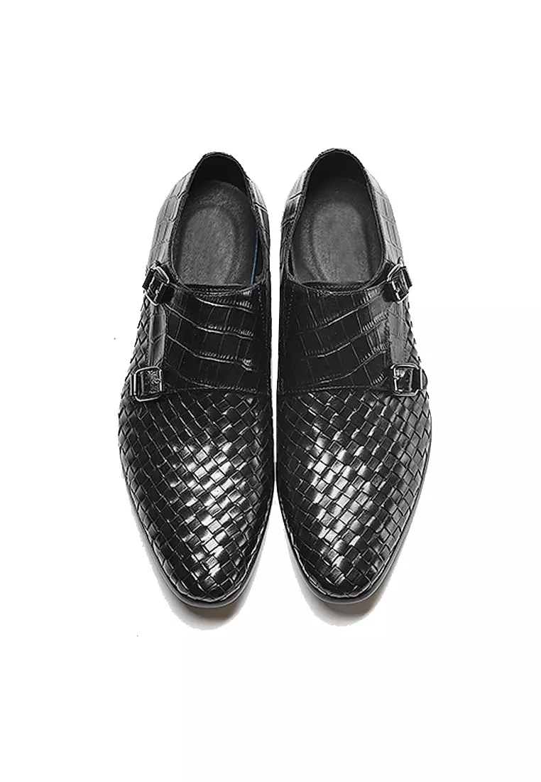 Braided crocodile double-button monk Footwear
