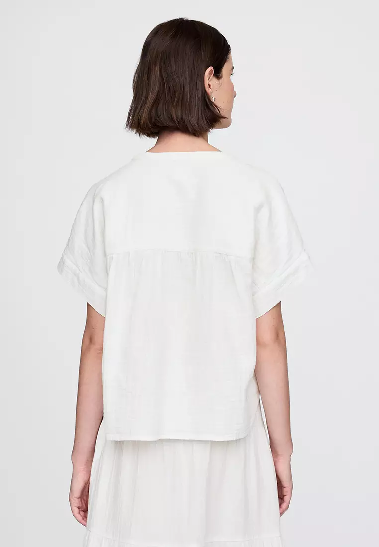 Crinkle Gauze Dolman Shirt