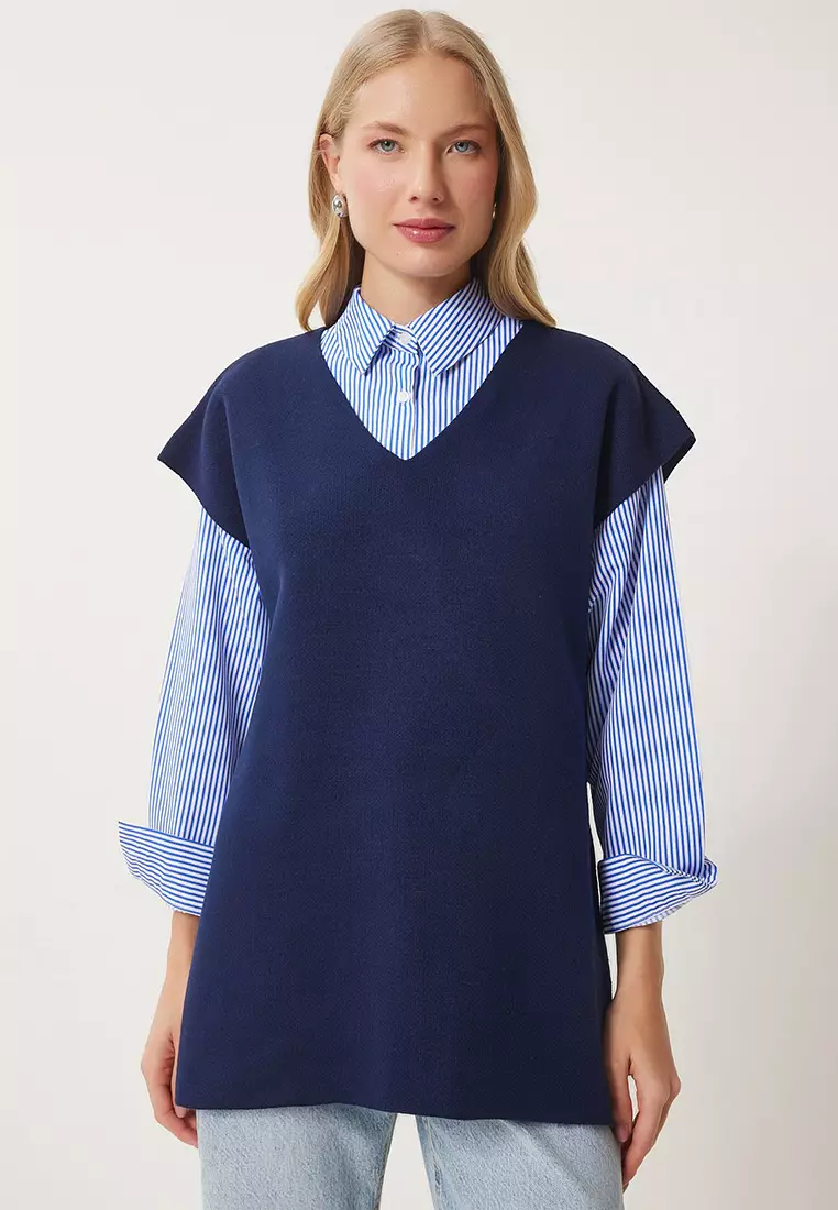 Jual Happiness Istanbul V Neck Belted Long Knit Sweater Original