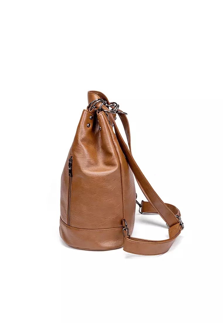 Leather Ladies Backpack Crossbody Bag 2 IN 1