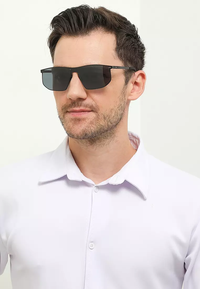 Polarized Stainless Frame IronShade Rectangular Sunglasses