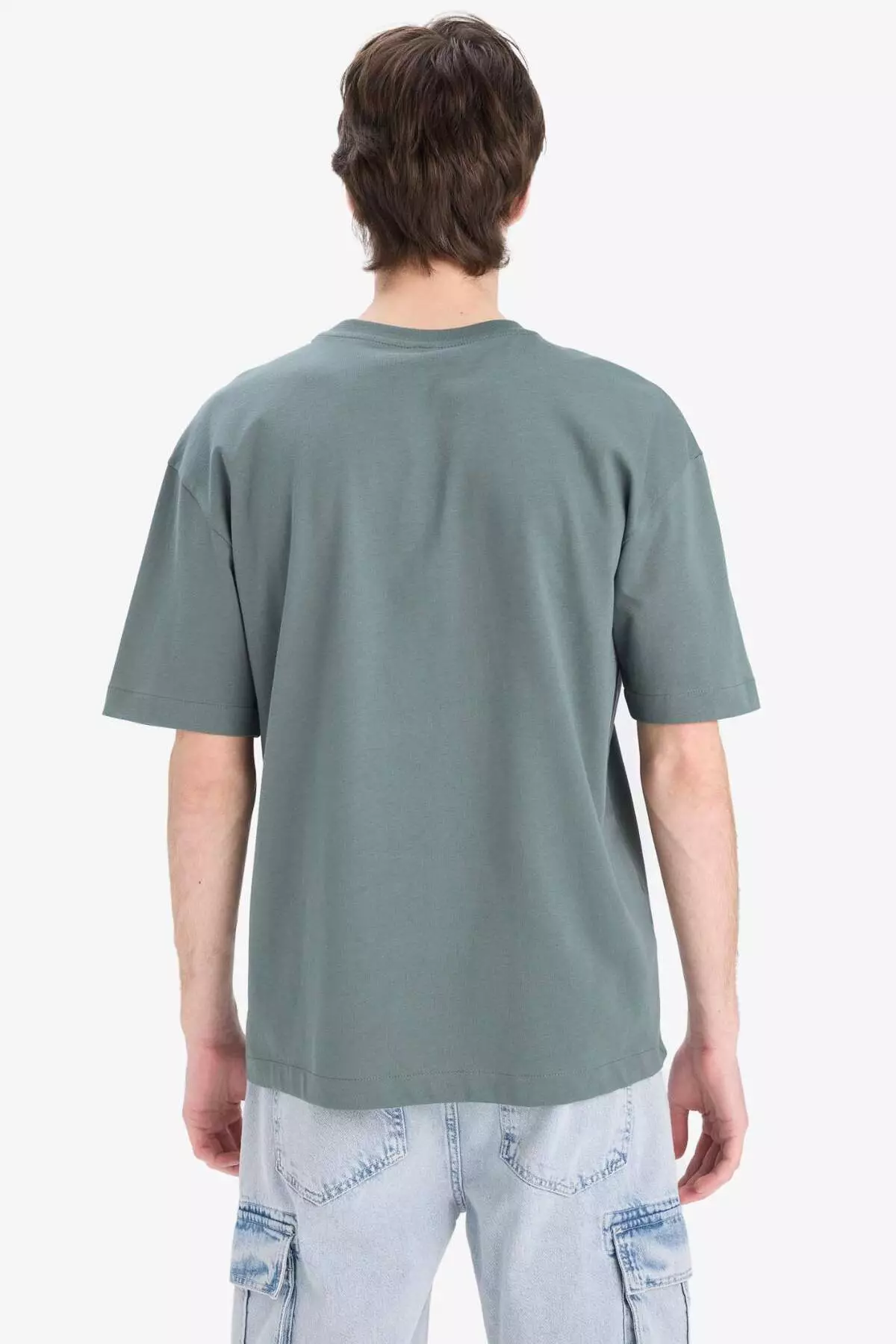 100% Cotton Oversize Wide Fit Crew Neck Basic Plain Short Sleeve T-Shirt E6885Axns