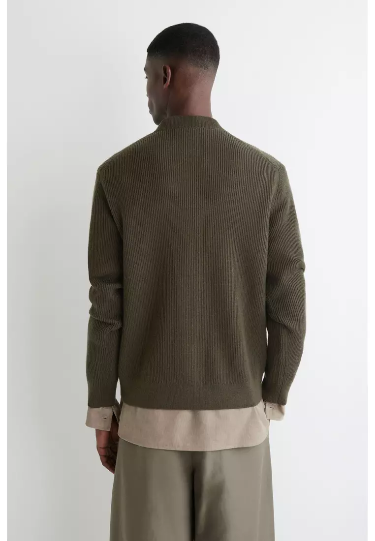 POCKET-DETAIL WOOL CREW-NECK JUMPER