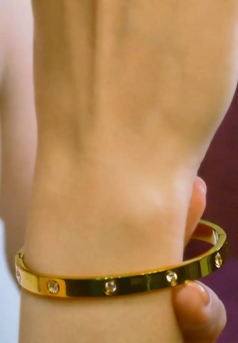 Cecelia Stainless Steel Bangle in Gold - 64mm