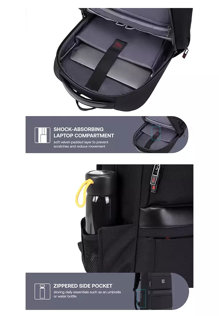 BRUNO CAVALLI Water Resistant 18” Professional Business Backpack with Laptop Compartment