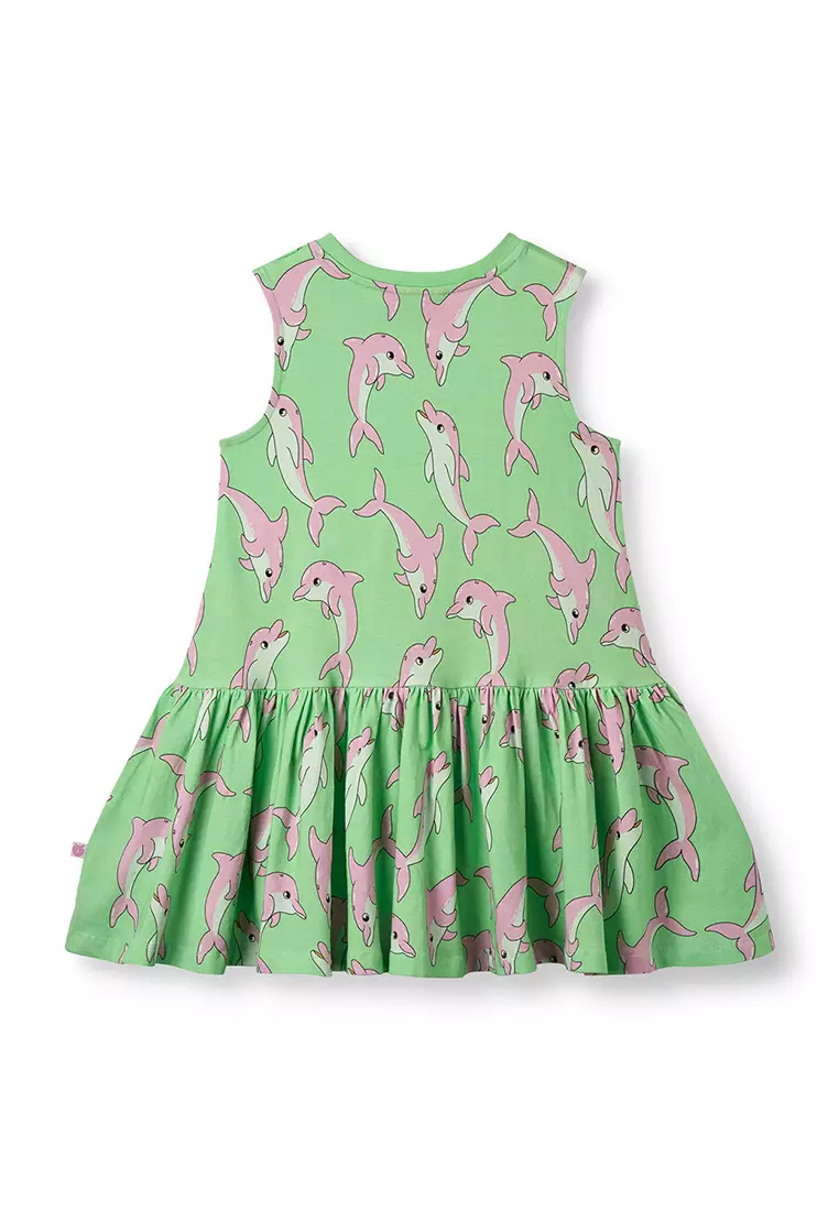 Sleeveless dress with dolphins