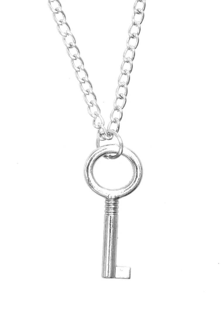 Ainsley Aksesoris Fashion Kalung Pria Wanita Necklace Tali Rantai Liontin Kunci Material Alloy ORIGINAL - Silver