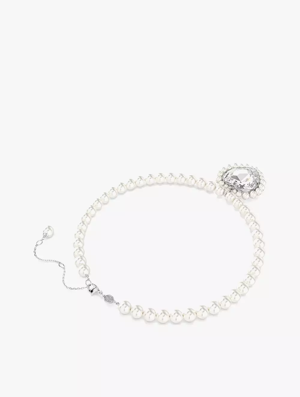 Ariana Grande x Swarovski necklace, Crystal pearl, Heart cut, Heart, White, Rhodium plated