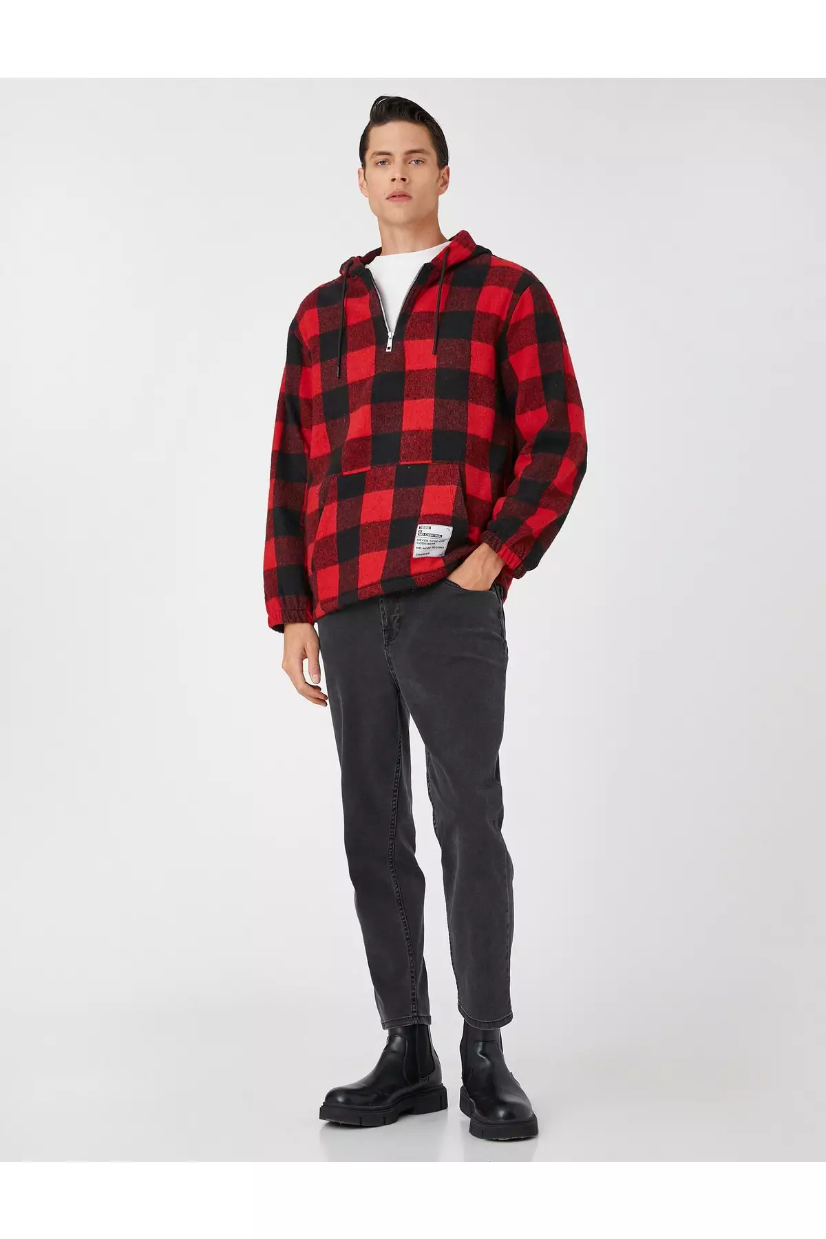 Buy KOTON Checked Hoodie Sweatshirt Labels Printed 2024 Online