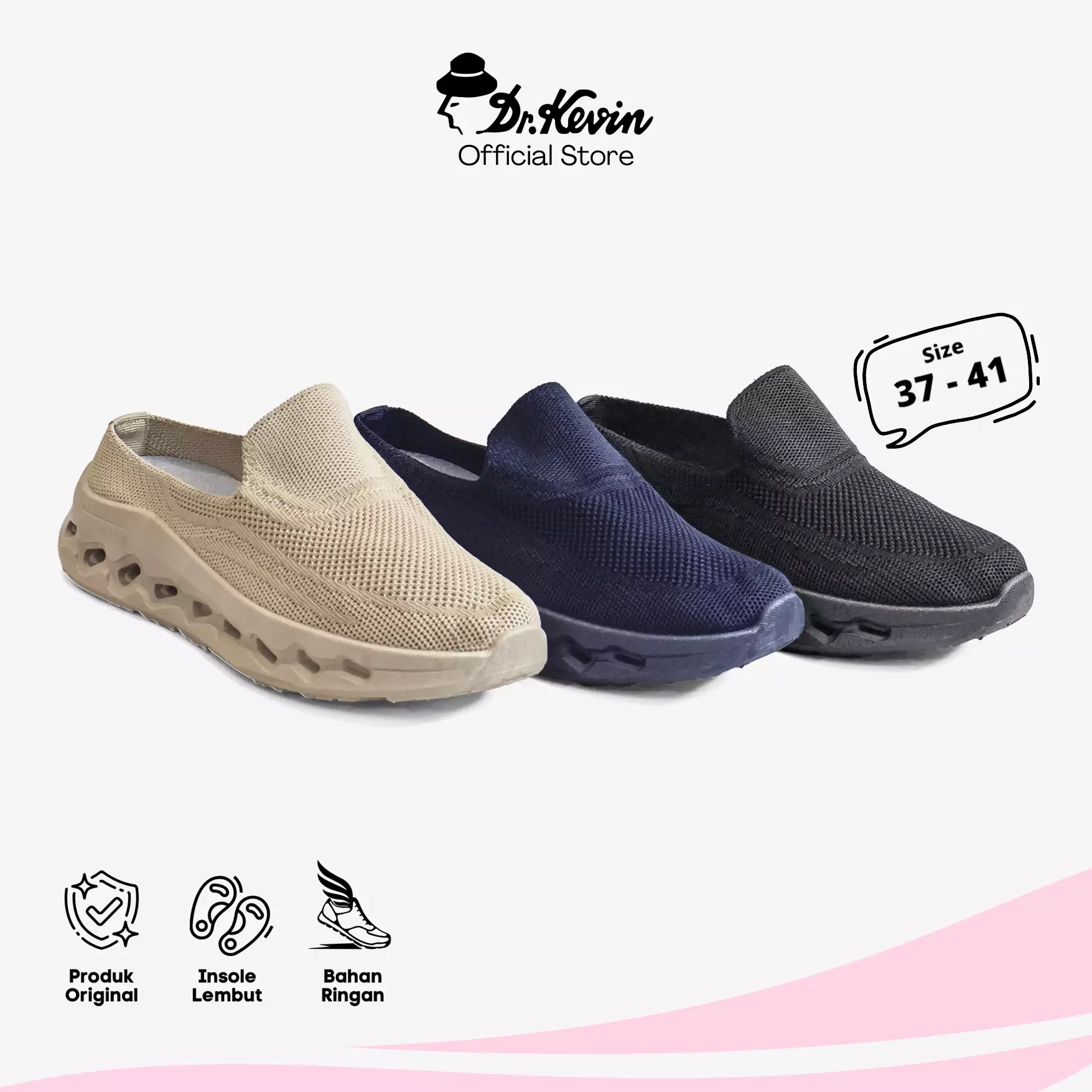 Dr. Kevin Sepatu Sandal Wanita Mules Sneakers Slip On Flyknit Rajut Bustong 579-005