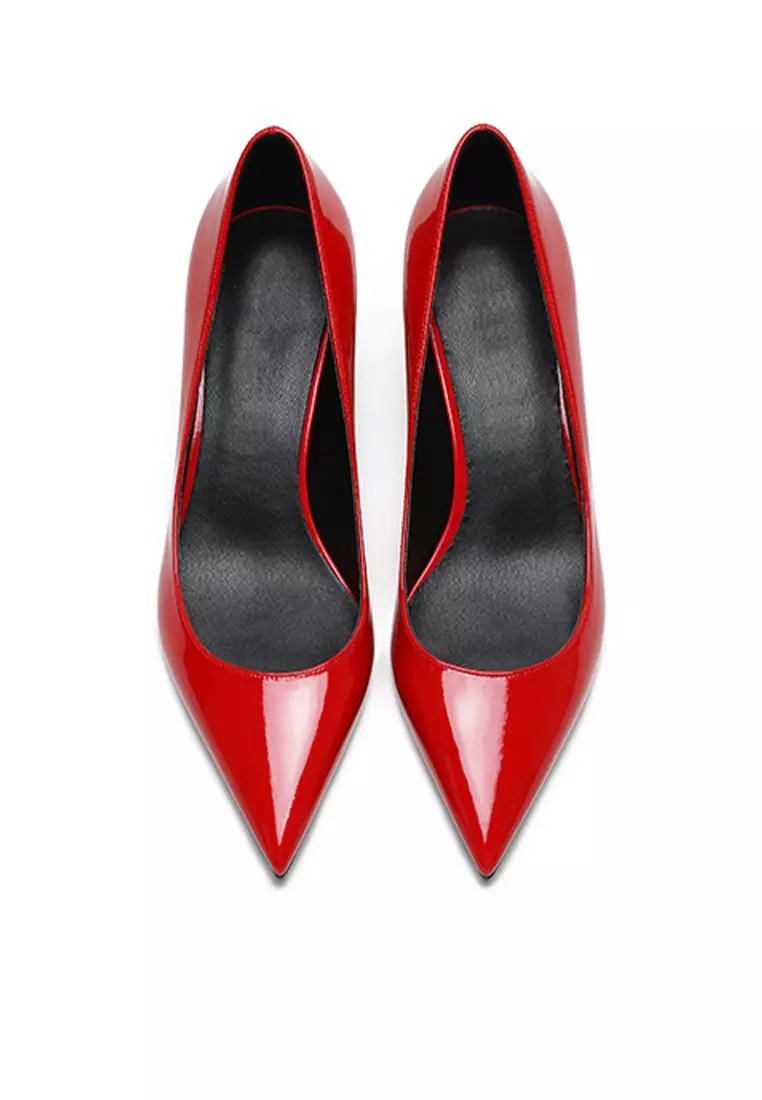 5CM Patent Pointed Mid Heel Shoes HZL150