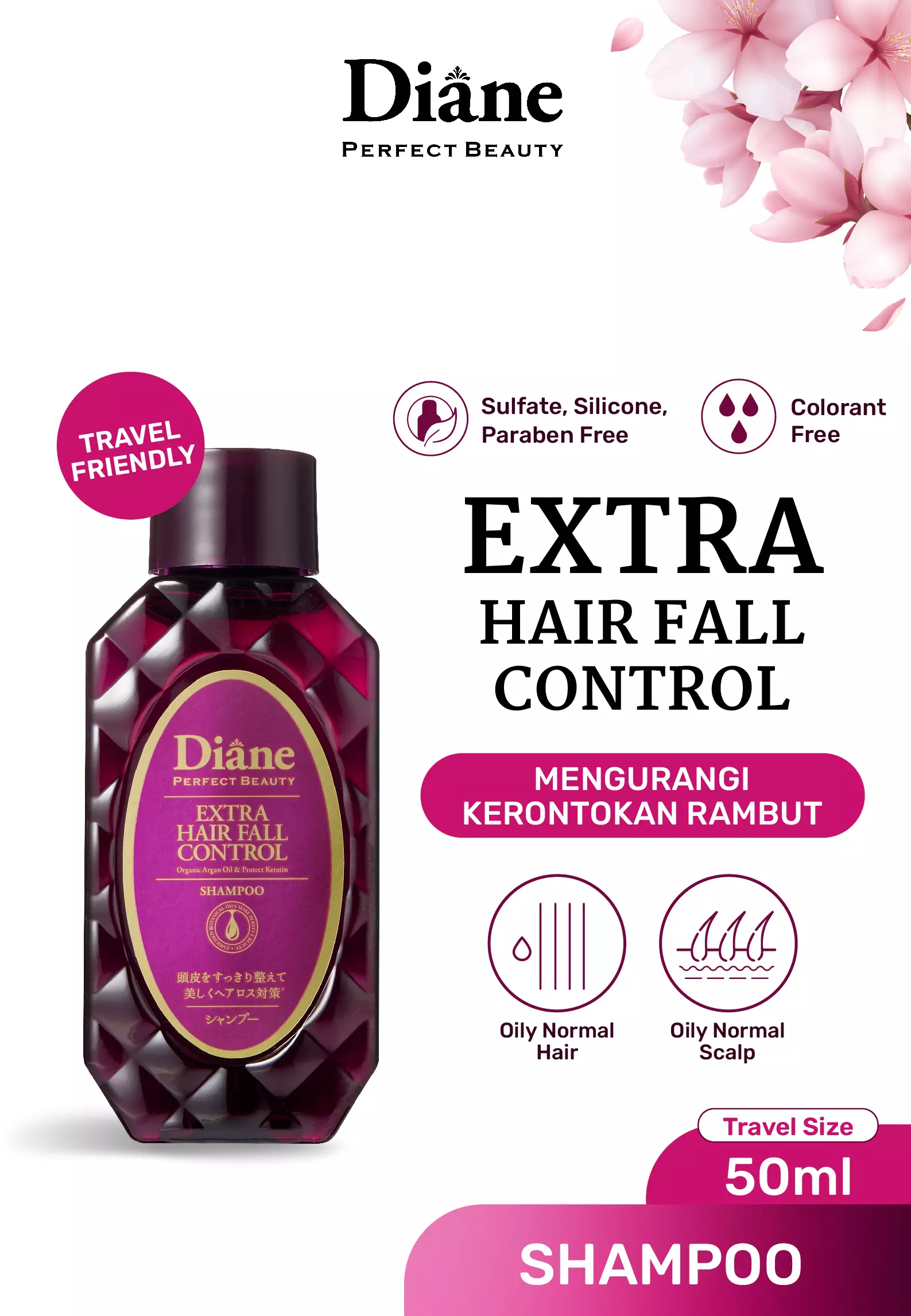 Diane Extra Hair Fall Control Shampoo 50ml (Travel Size) - Made In Japan