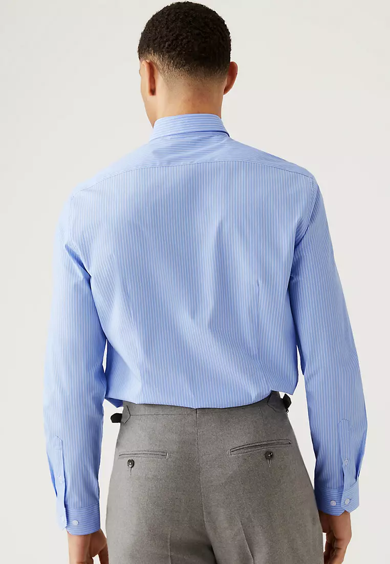 Slim Fit Cotton Rich Striped Shirt