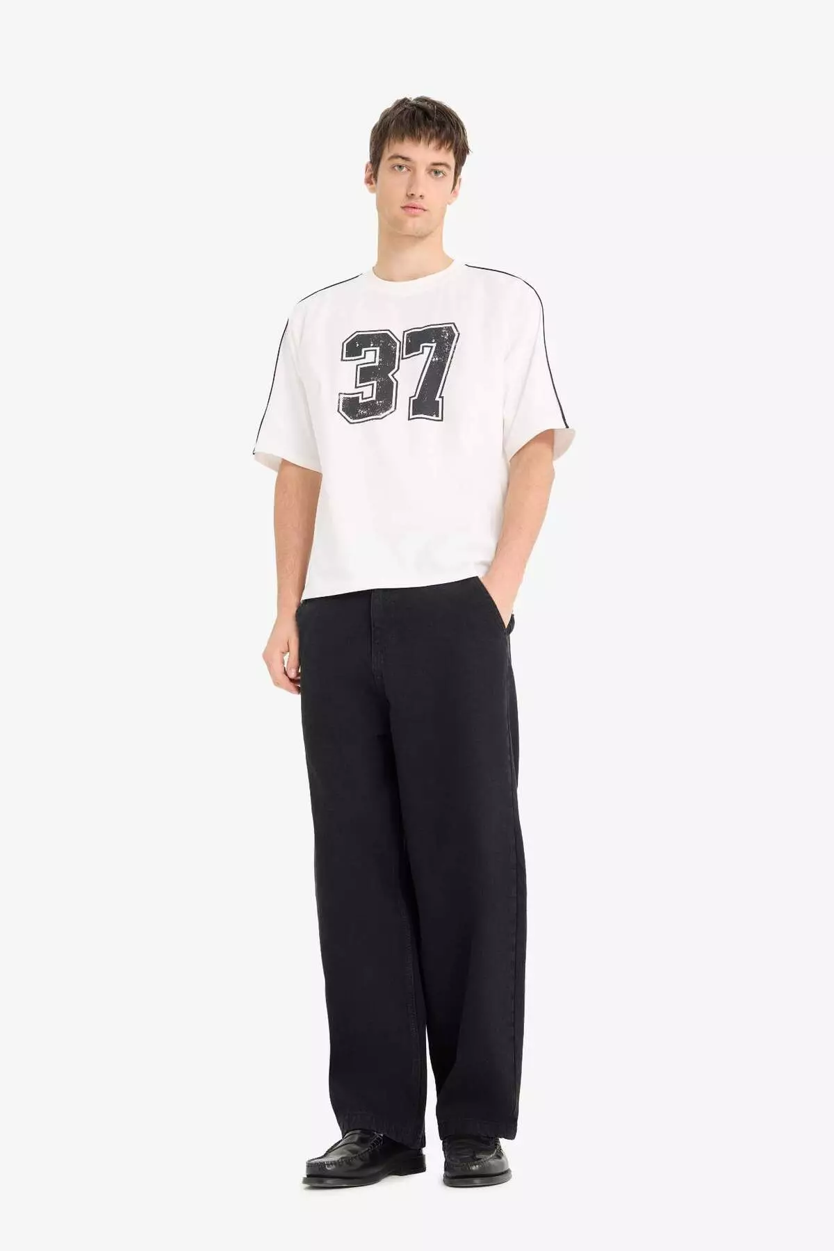 100% Cotton Loose Fit Crew Neck Printed Short Sleeve T-Shirt F0186Ax25Sm