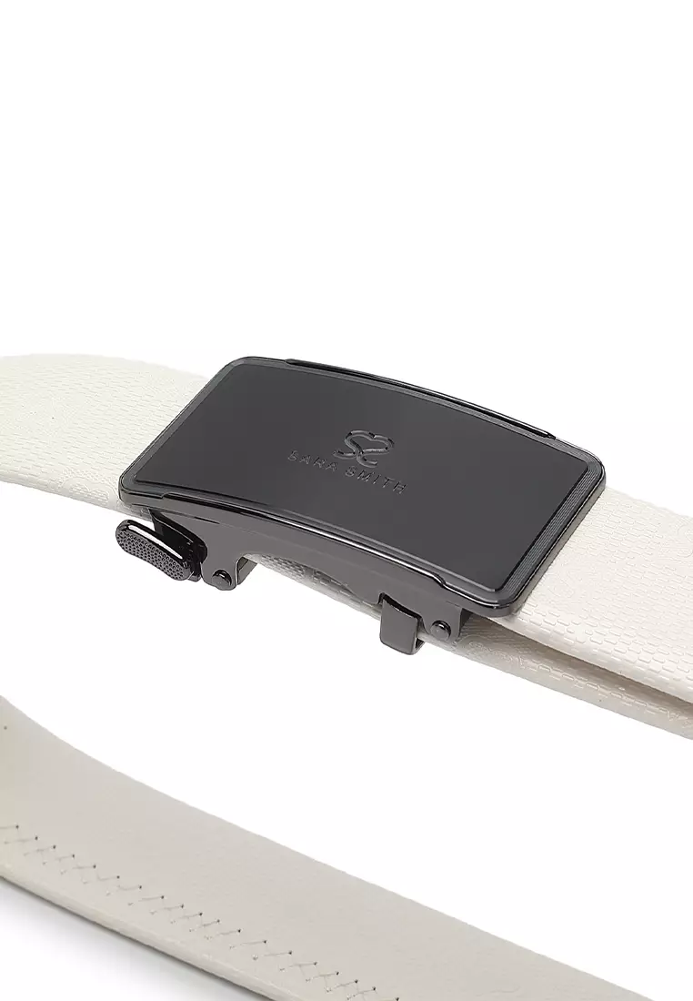 35mm Automatic Buckle Belt (Ikat Pinggang Otomatis / Sabuk Gesper Pria) - Putih