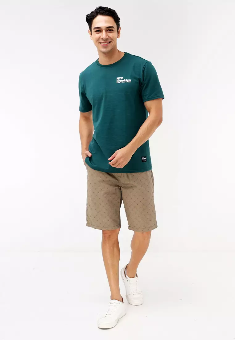 Round Neck Streaky Short Sleeves T-Shirt