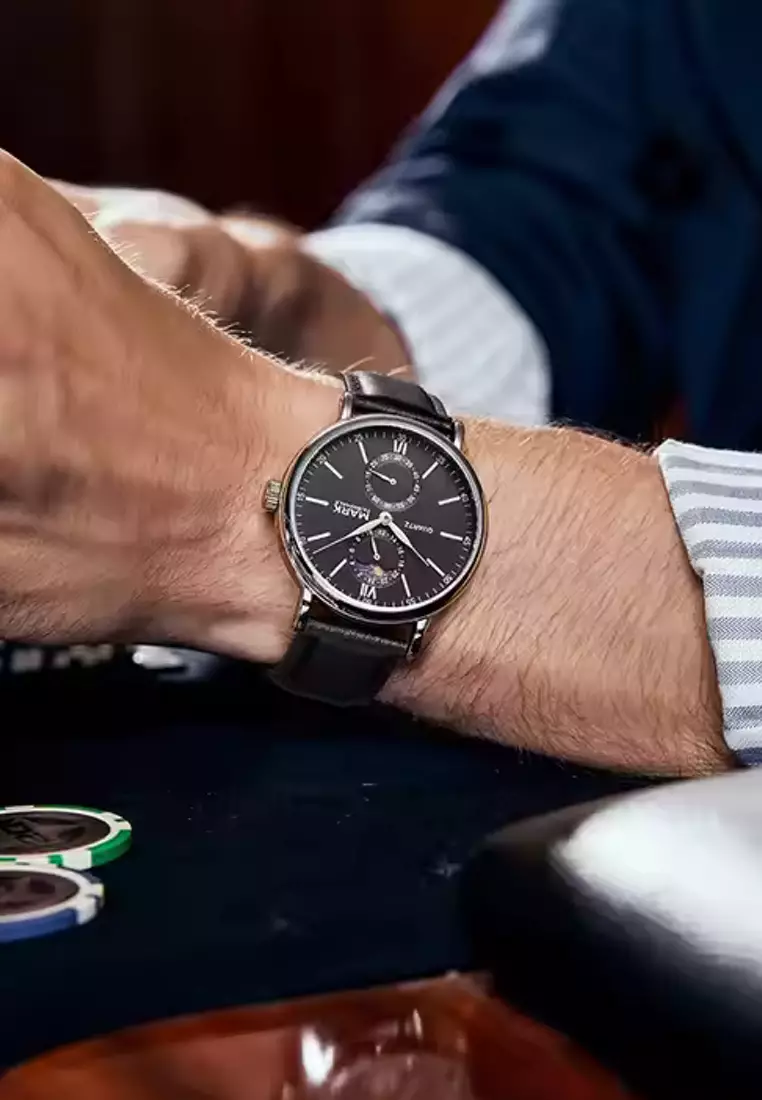 Unisex Quartz Watch, 41mm, Leather Strap