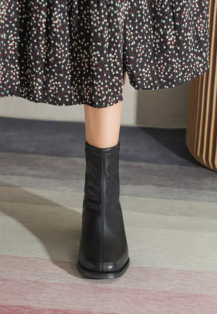 4CM 圓頭仿皮踝靴 839-2