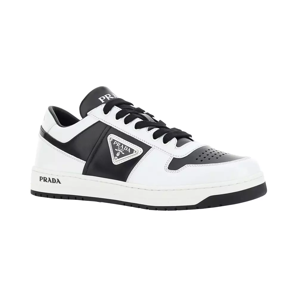 Jual Prada Prada Enamel Triangle Logo Black Downtown Leather Sneakers ...