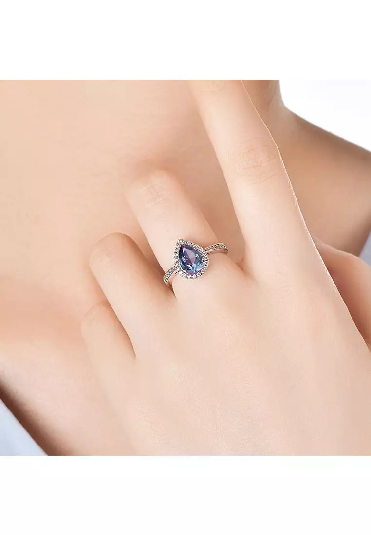 [ Alexandrite Collection ] Teardrop Alexandrite Ring WG - Cincin by Her Jewellery