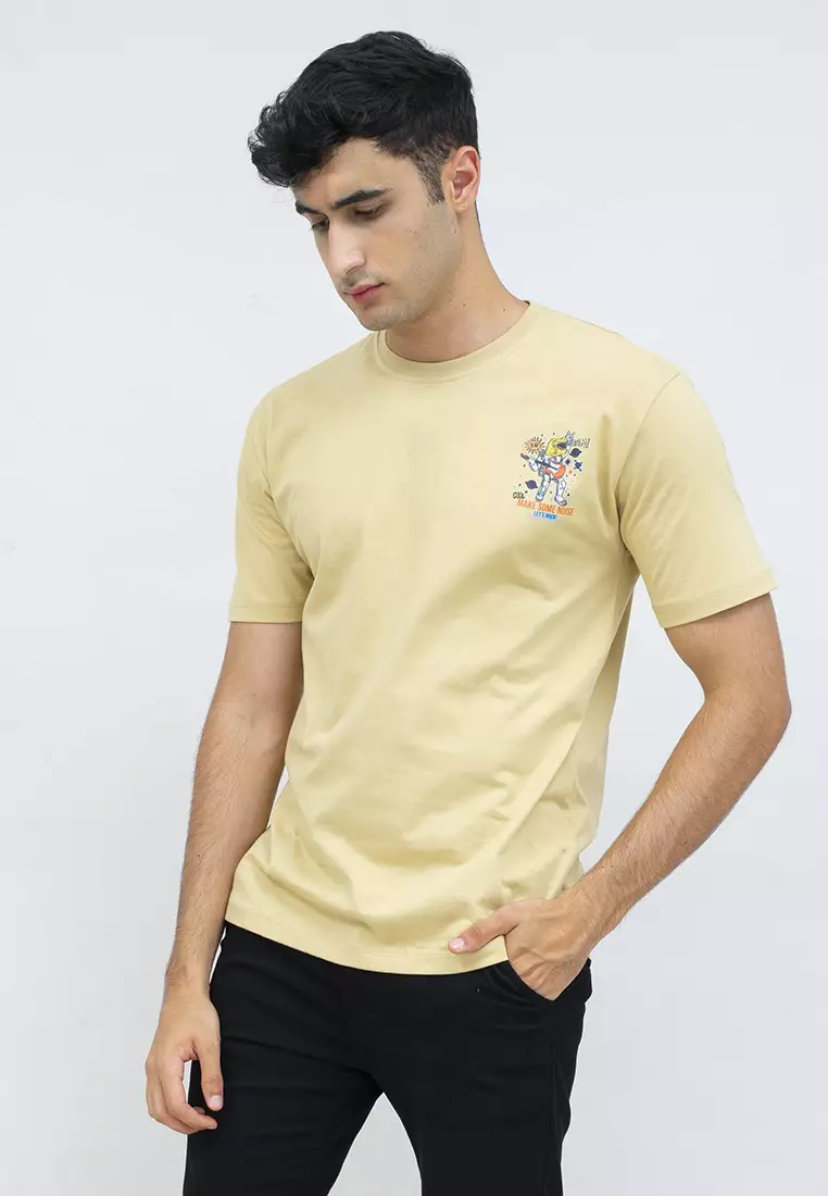 kaos pria lengan pendek Cream Noise Space houseofcuff X little fresco