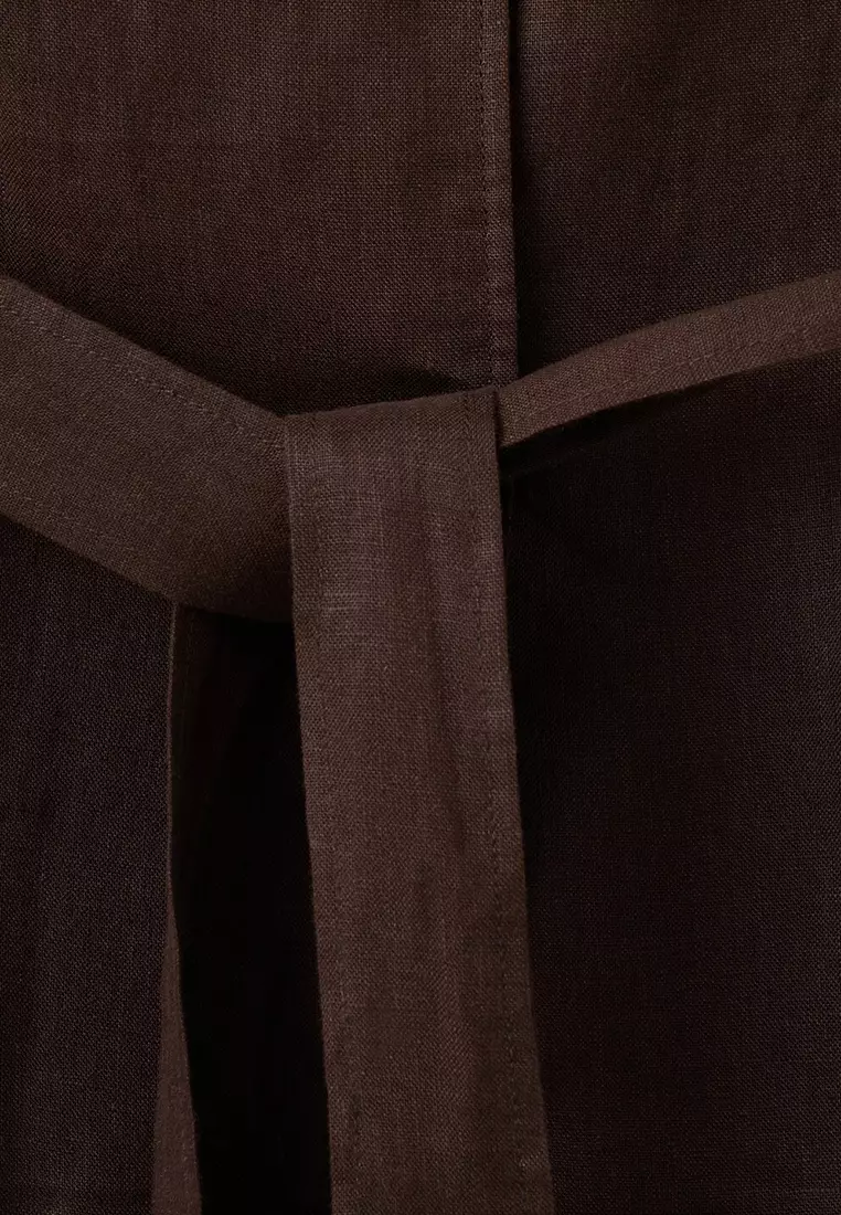 連腰帶亞麻外套