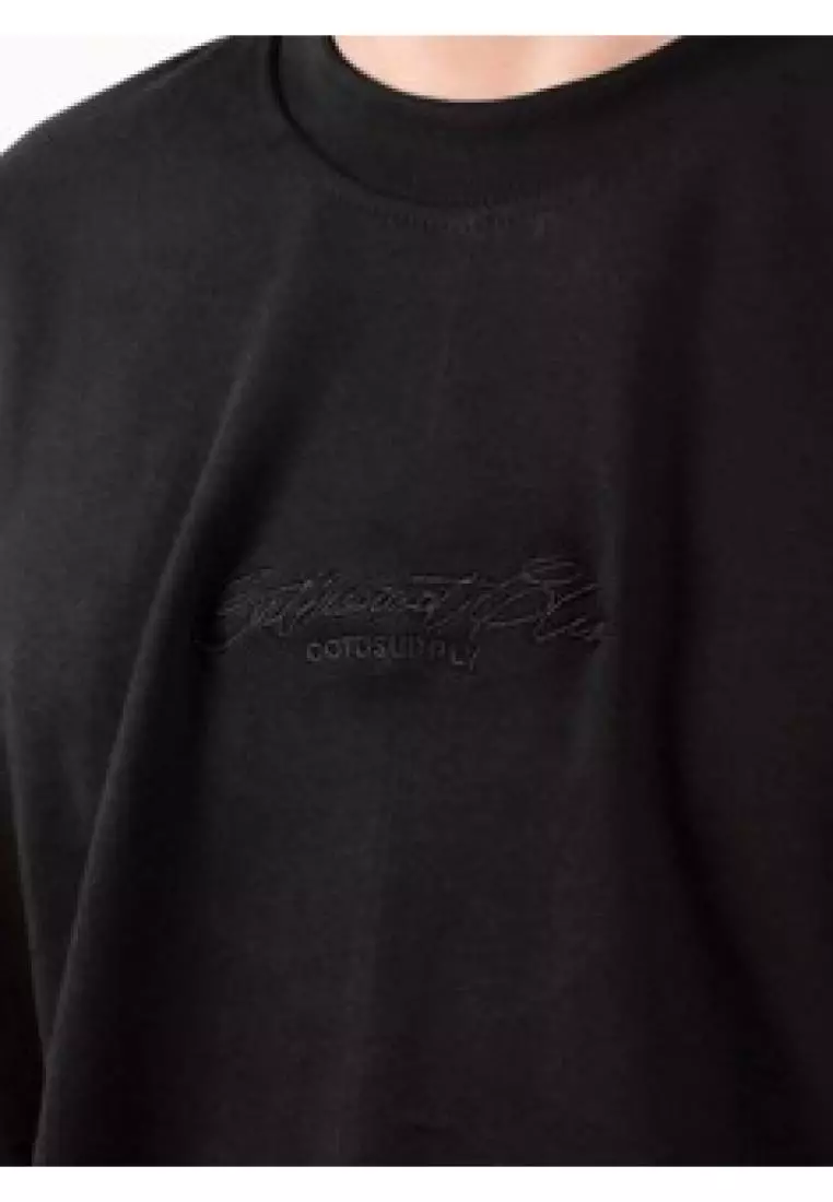 OOTDSUPPLY Oversize Air Breeze Enthusiast Embroidery Black | T-shirt Lightweight | Atasan Air Breeze | OVZDNBFT