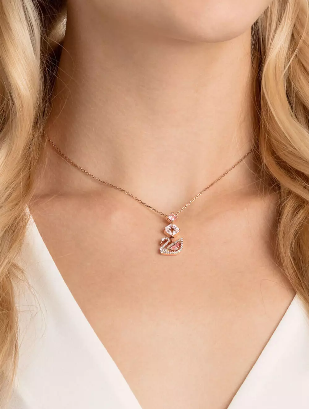 Dazzling Swan Y Necklace - Pink