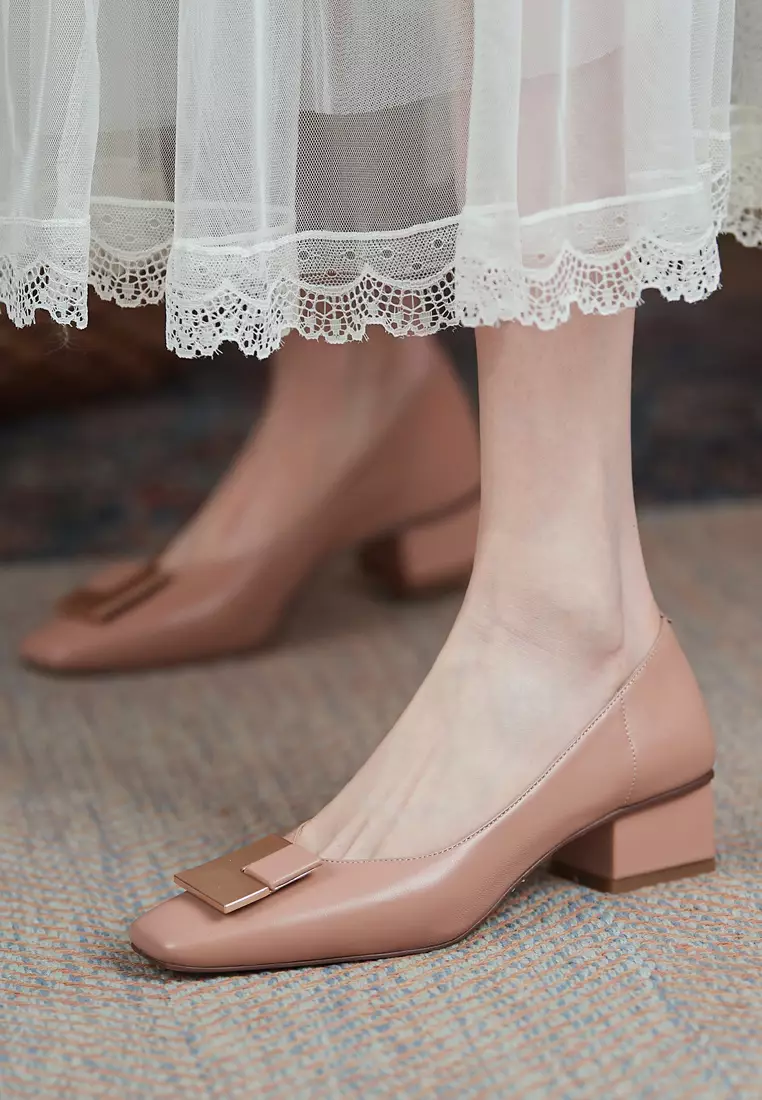 Square Buckle Lamb Leather Pumps BSH1012511