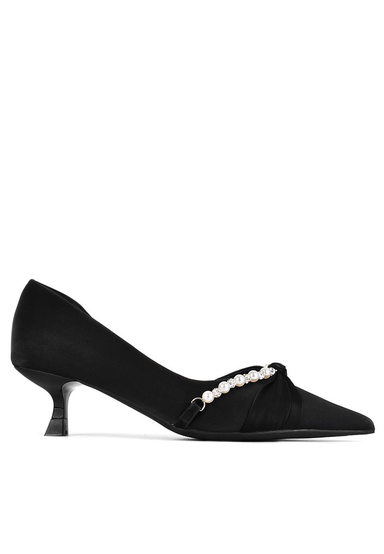 5CM Pearl Chain Pointy Satin Pumps XJ339-32