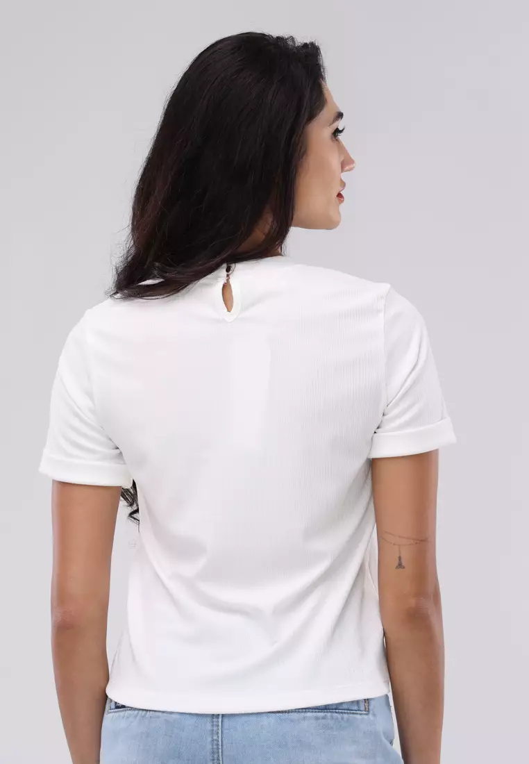 Textured Knits Short Sleeve Blouse