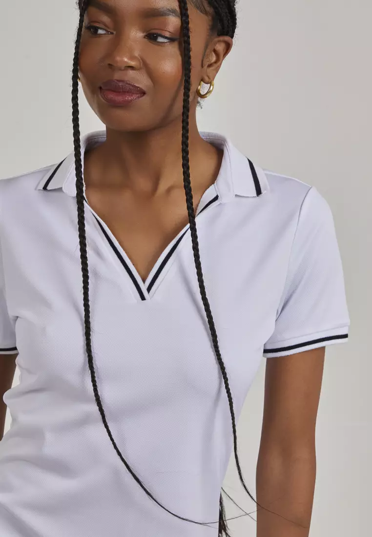 Pink Vanilla White Sports Stripe Tennis Dress