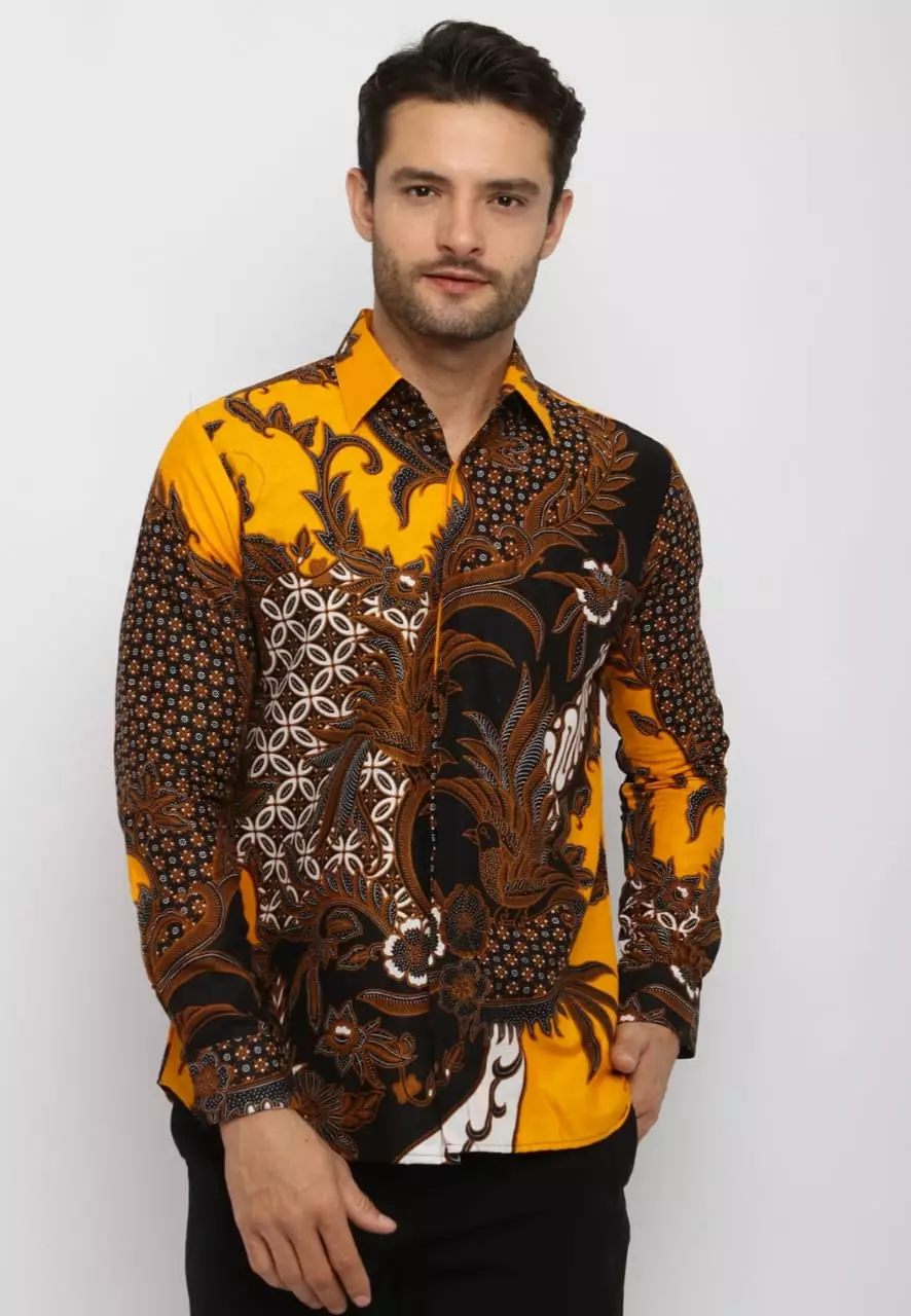 Kamajaya Yellow Kemeja Batik Pria Premium Slimfit Modern Lengan Panjang